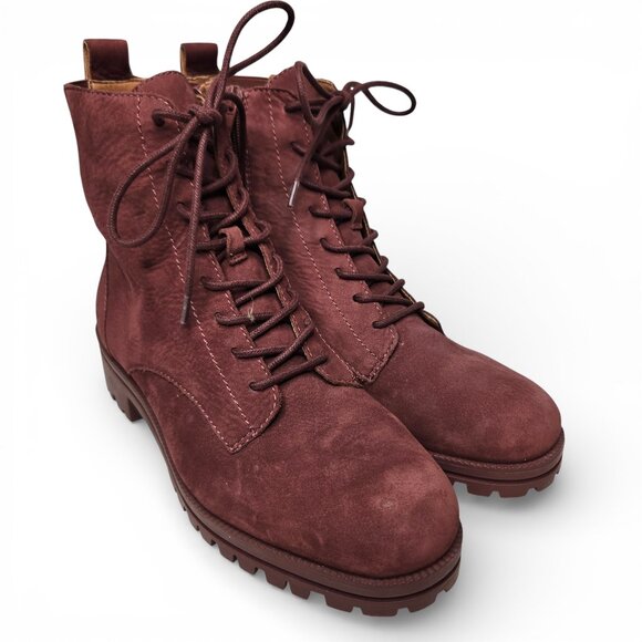 Lucky Brand Haddley Wine Red Combat Lace Up Boots 10M - Picture 2 of 11